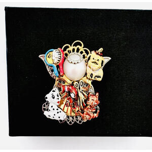 Novelty Brooch -Angel with faux pearl, dalmation and other dog and cats grooming